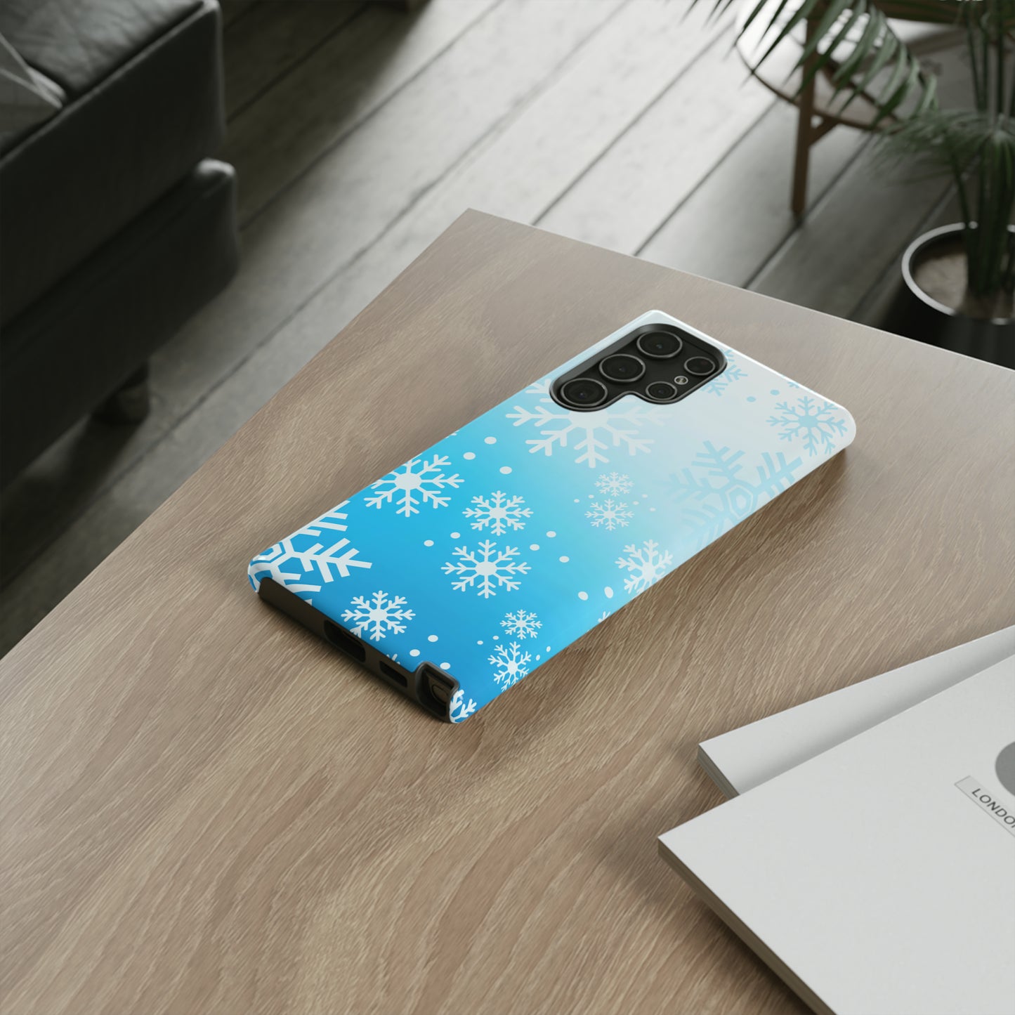 Winter, frozen, snowflake ombré protective phone case for Google, Samsung and IPhone