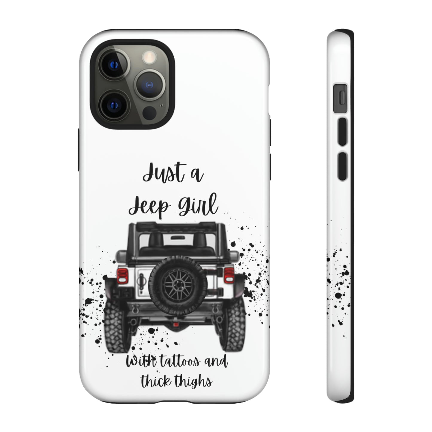 Off Road Girl with Tattoos and Thick Thighs Black Protective Phone Case