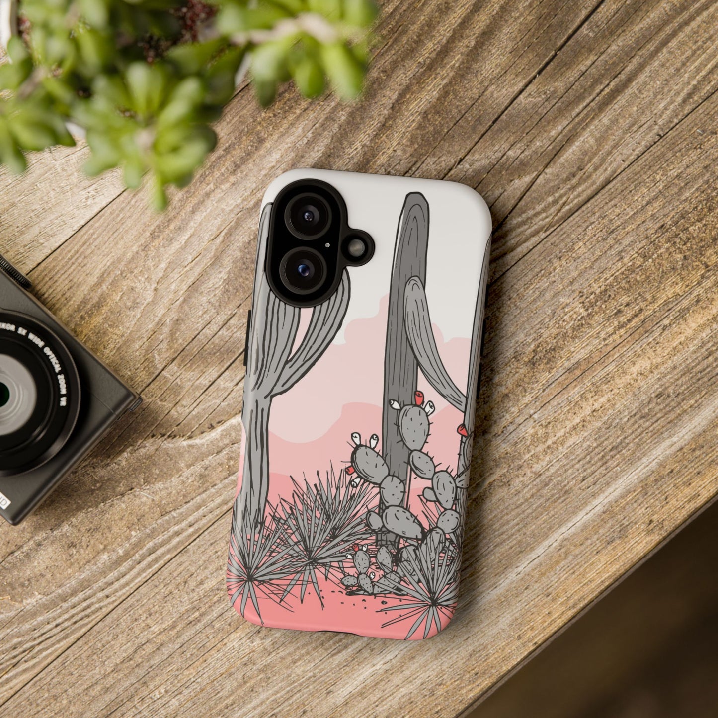 Pastel Cactus Sunset Protective Phone Case