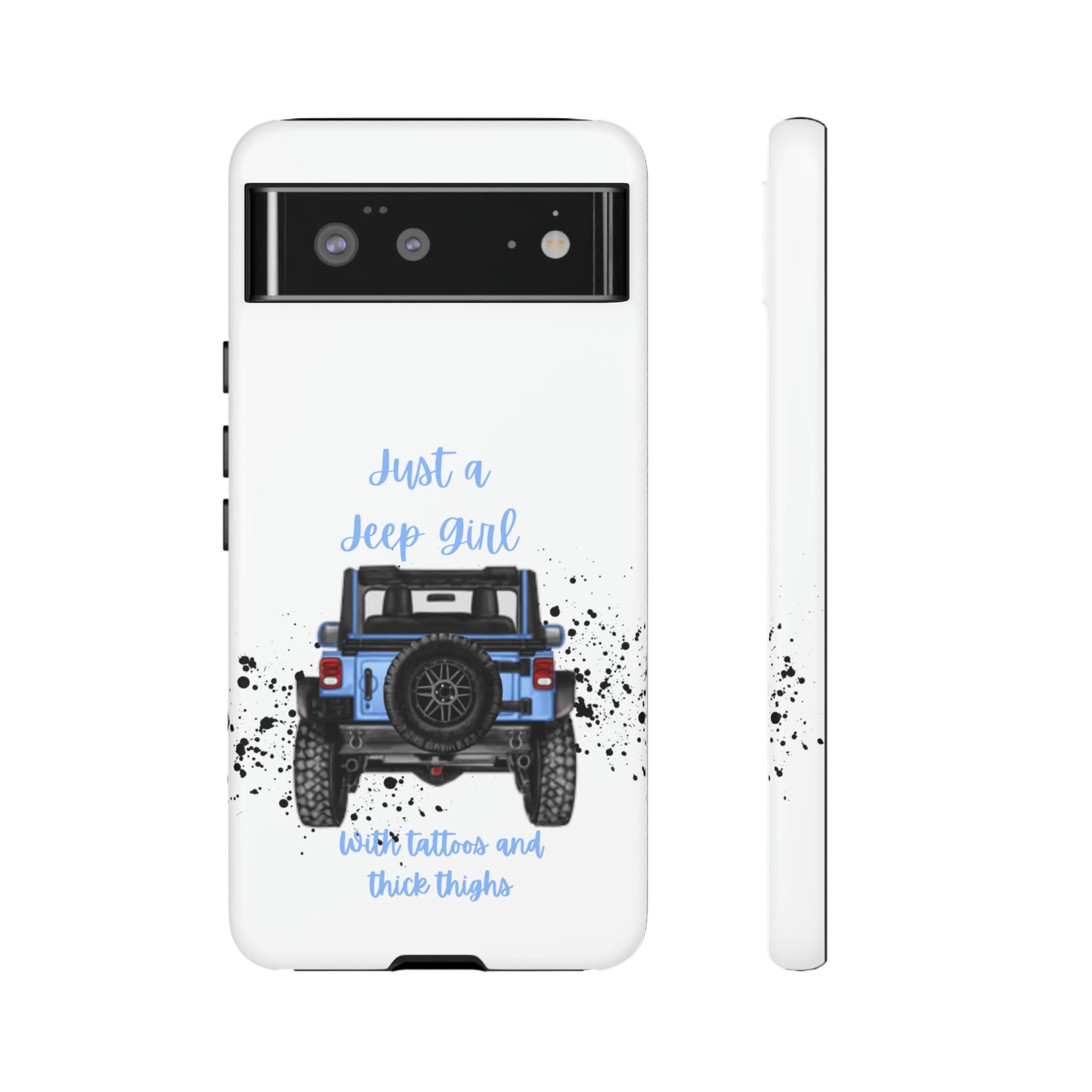 Off Road Girl with Tattoos and Thick Thighs Blue Protective Phone Case