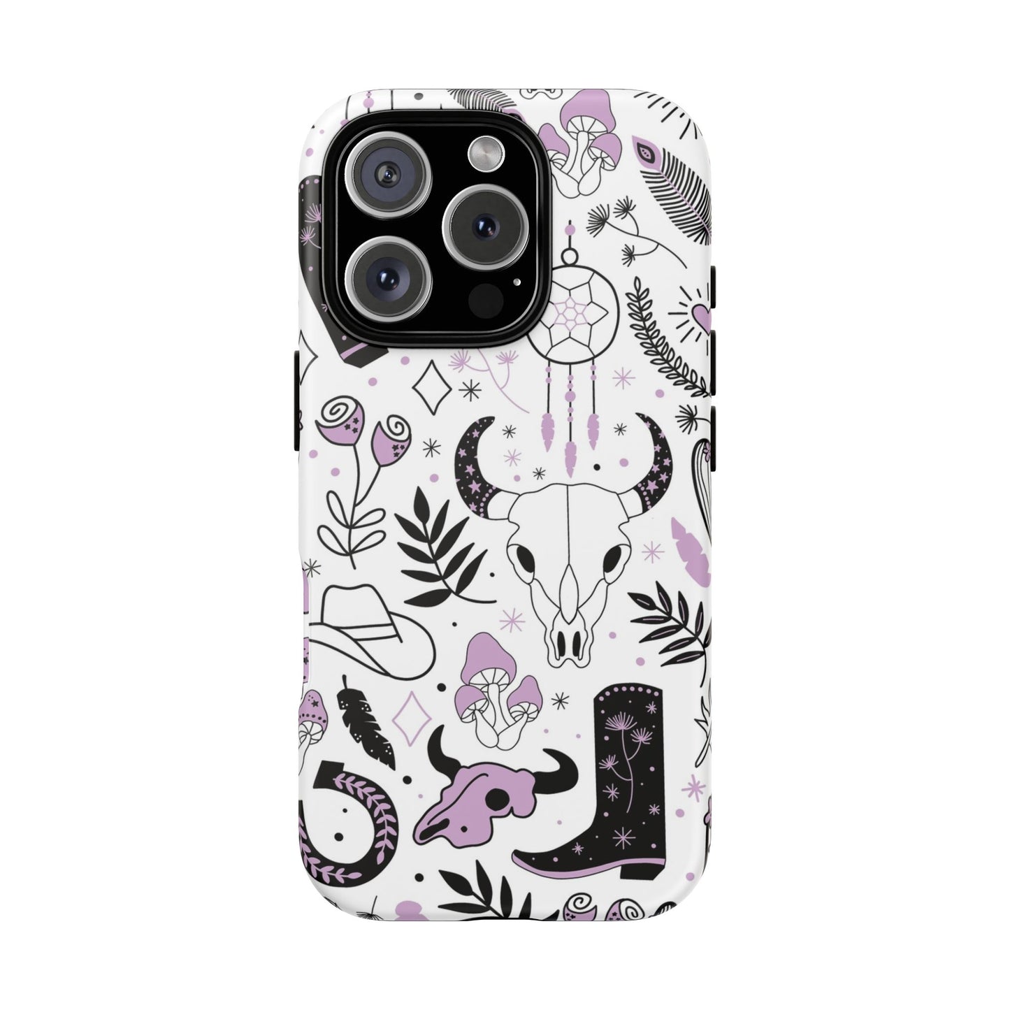 Purple and Black Western Protective Drop Proof Case Iphone, Samsung and Google phones