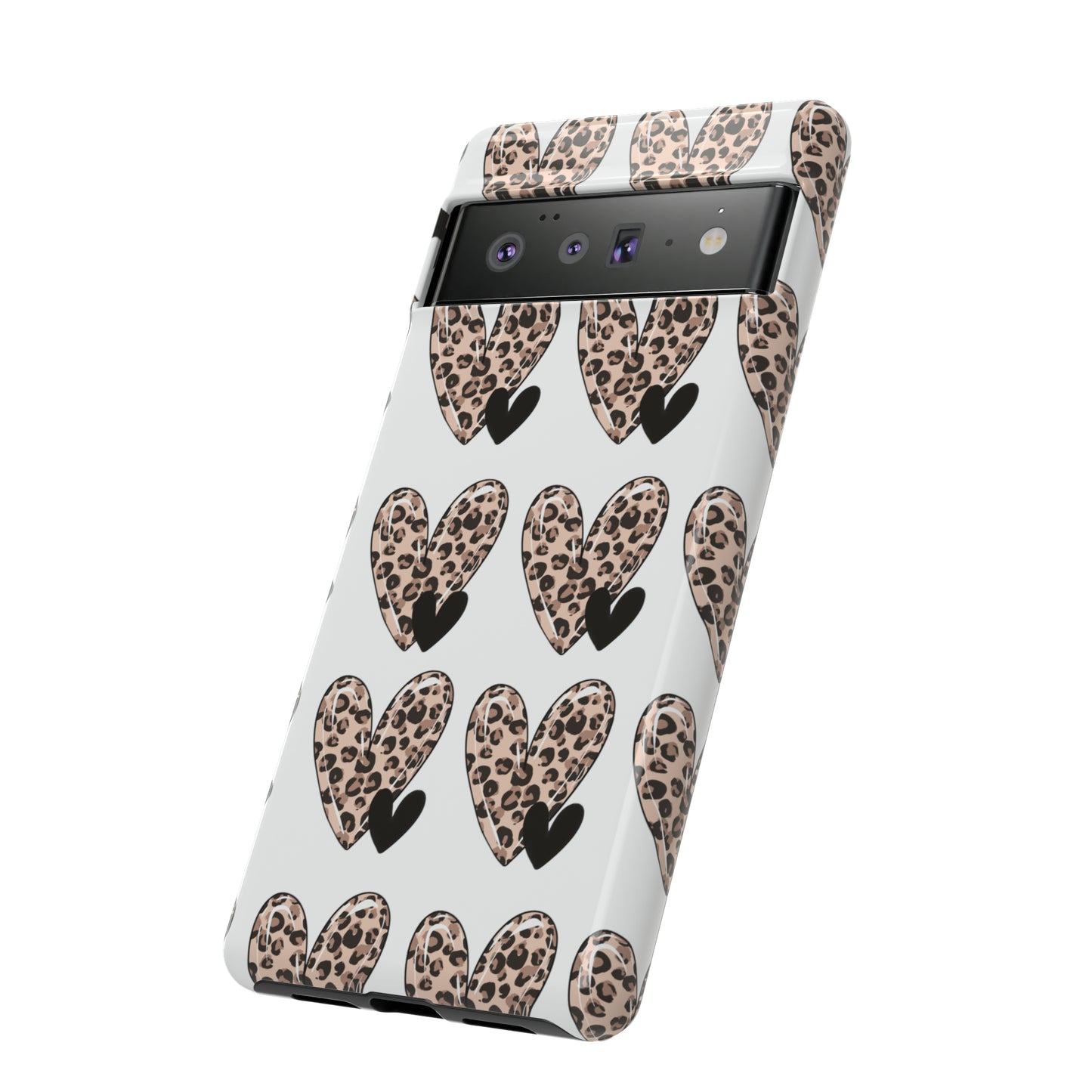 Leopard Hearts Protective Case for IPhone. Samsung and Google phones