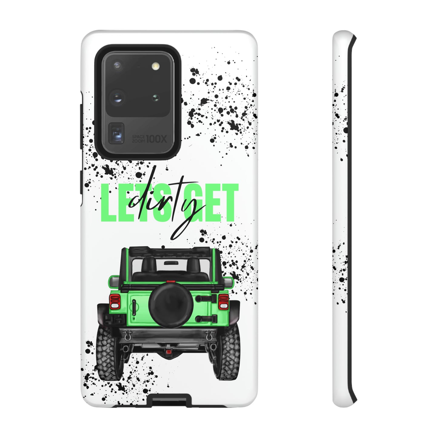 Lets Get Dirty Off Road Green Splatter Protective Phone Case