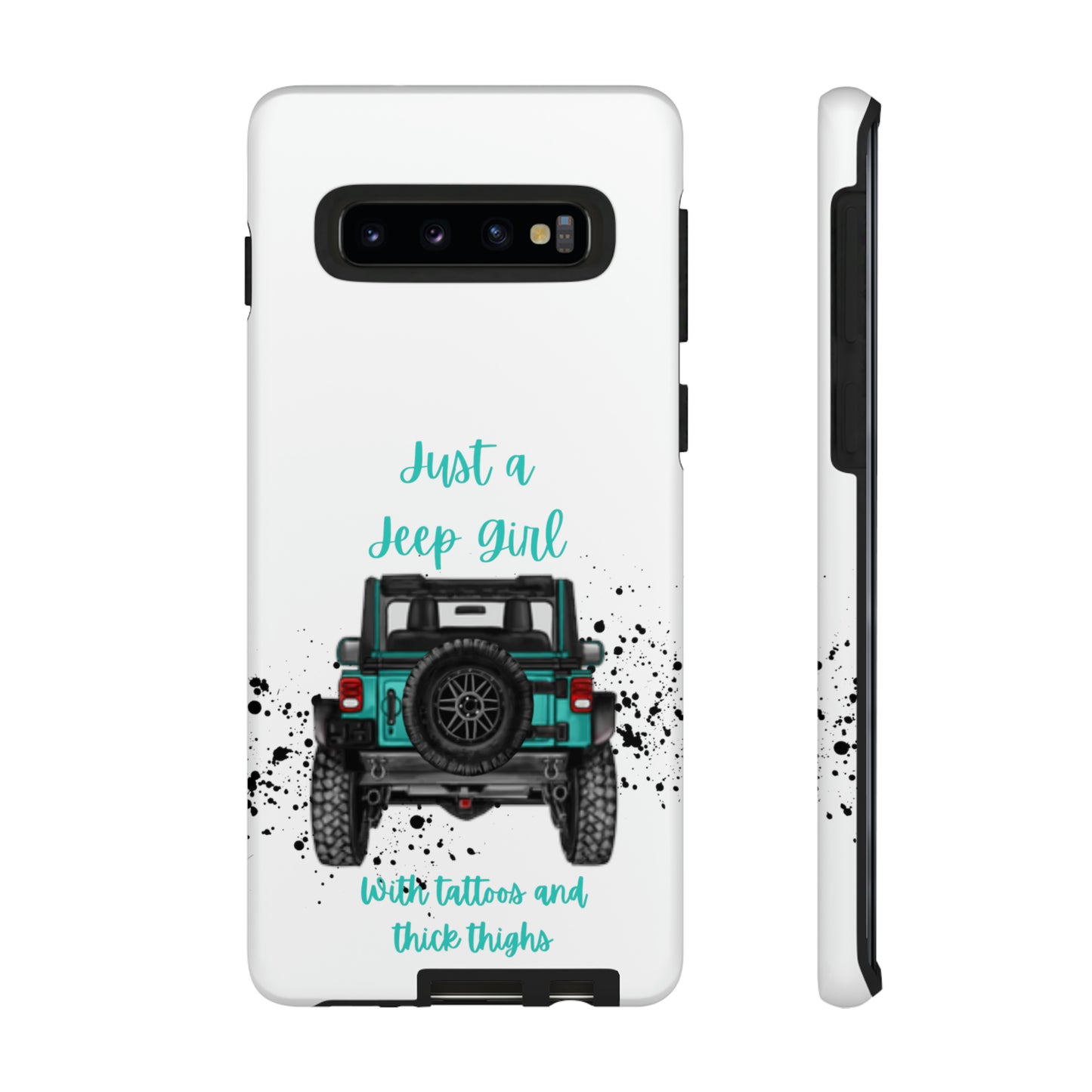 Off Road Girl with Tattoos and Thick Thighs Turquoise Protective Phone Case