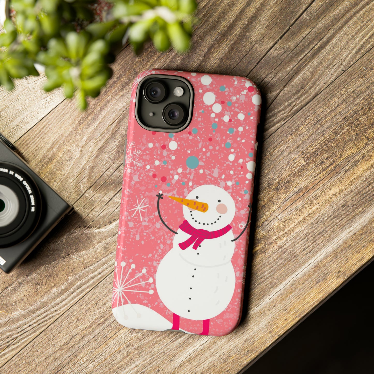 Pink Snowman Protective Case for Iphone, Samsung and a Google phones