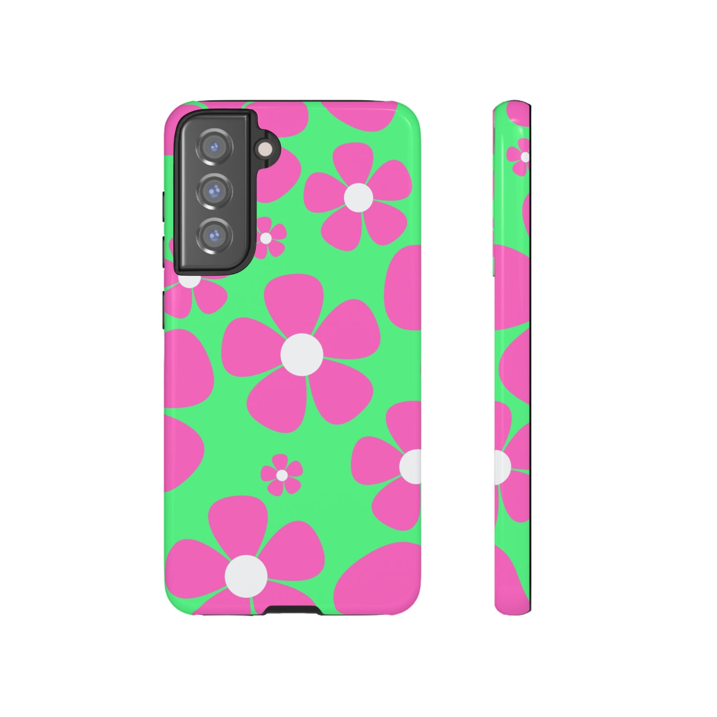 Green with pink flowers protective case