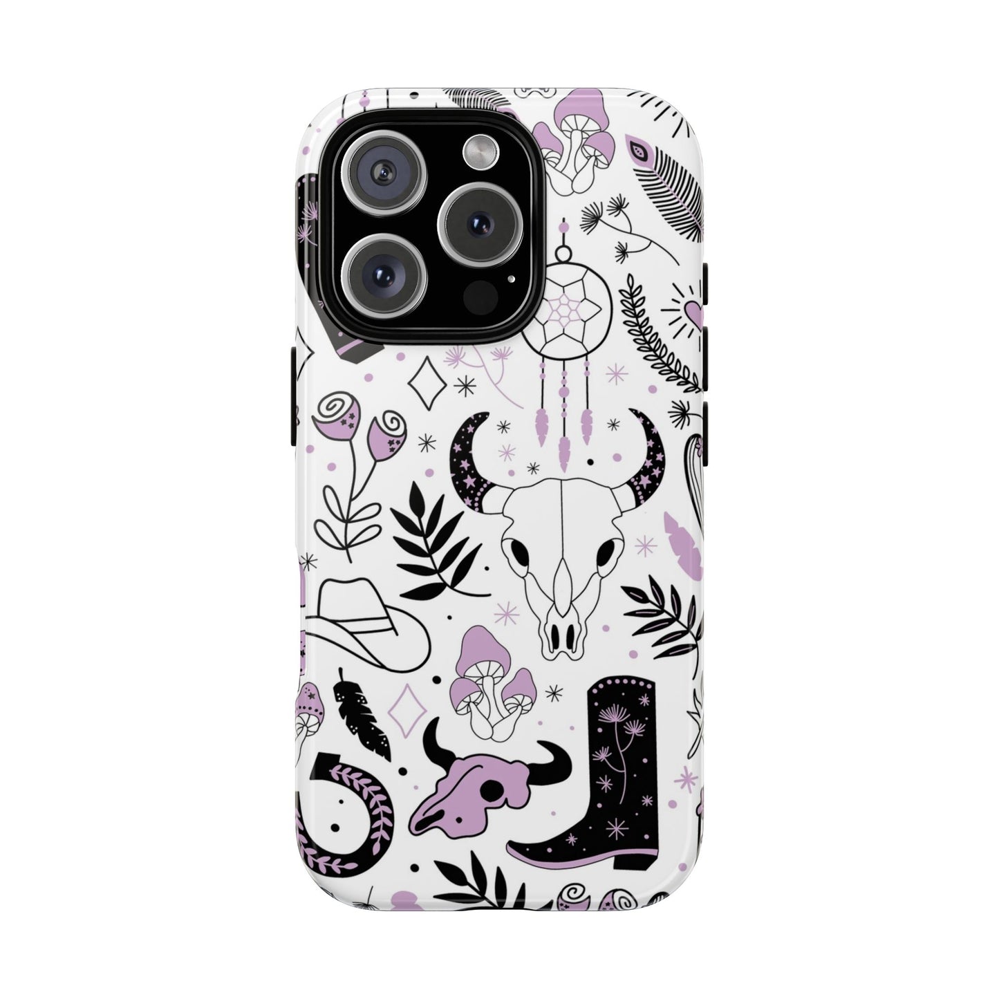 Purple and Black Western Protective Drop Proof Case Iphone, Samsung and Google phones