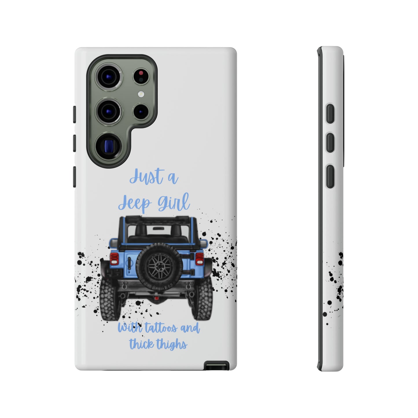 Off Road Girl with Tattoos and Thick Thighs Blue Protective Phone Case