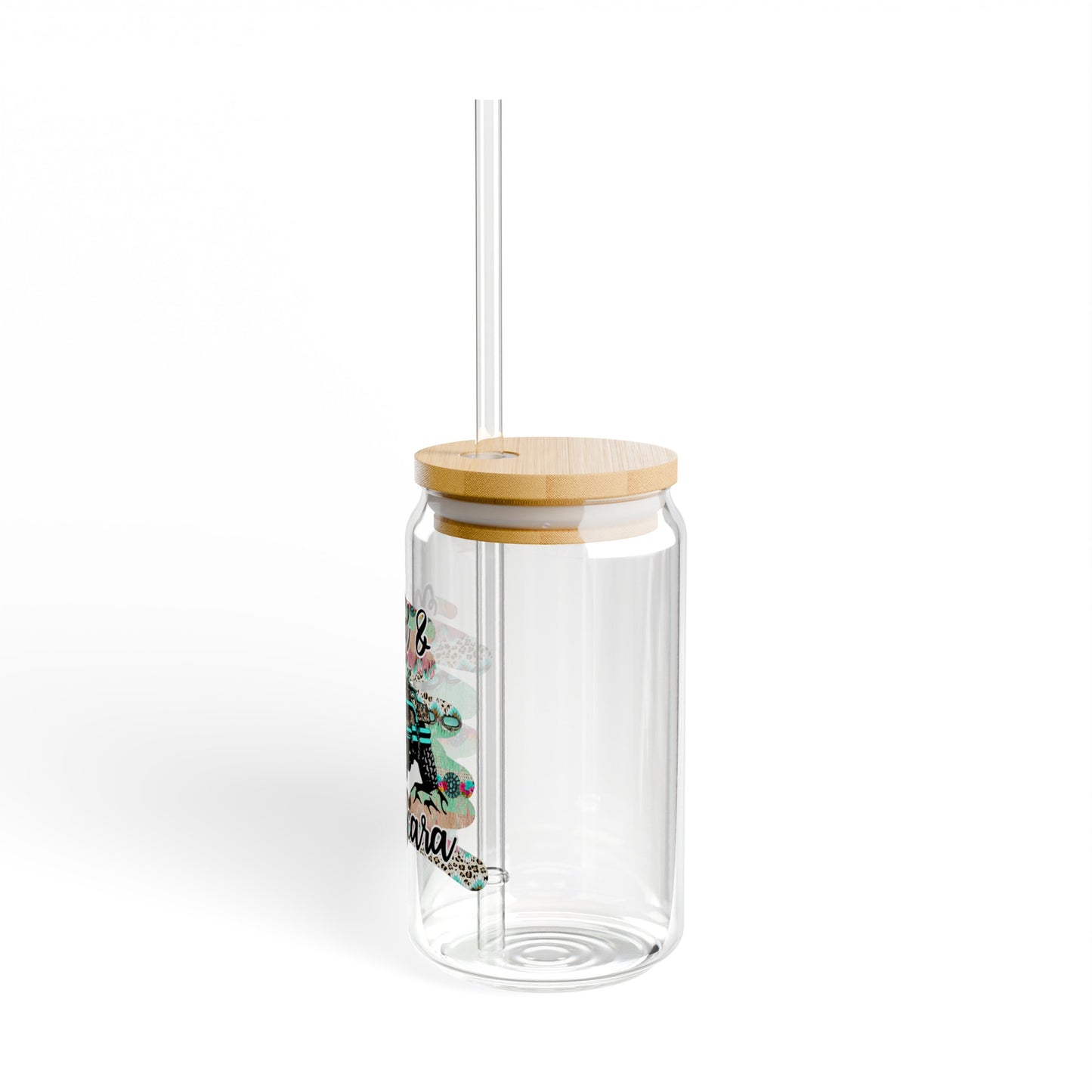 Mud and Mascara 16oz Glass Can with Lid and Straw