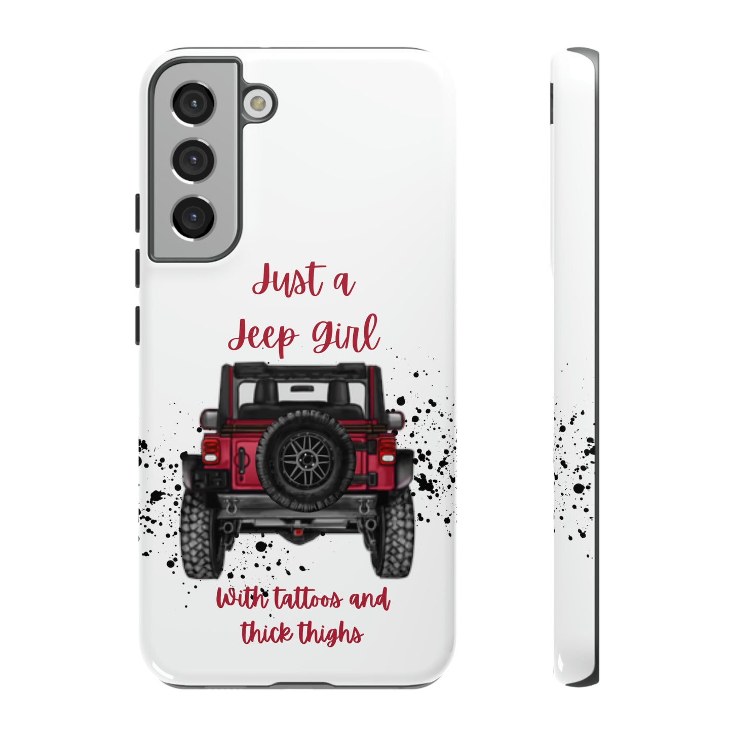 Off Road Girl with Tattoos and Thick Thighs Red Protective Phone Case