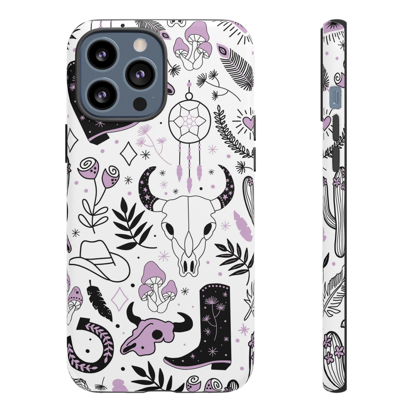 Purple and Black Western Protective Drop Proof Case Iphone, Samsung and Google phones