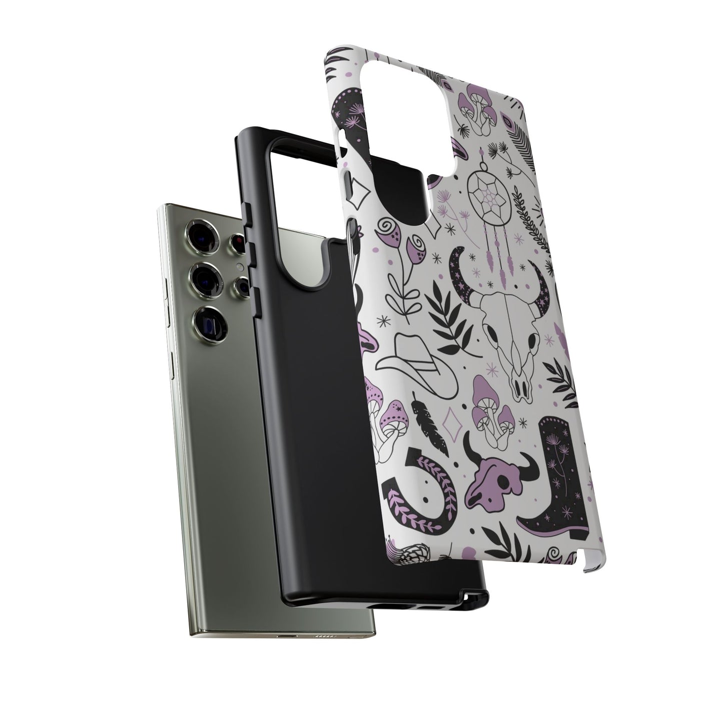 Purple and Black Western Protective Drop Proof Case Iphone, Samsung and Google phones