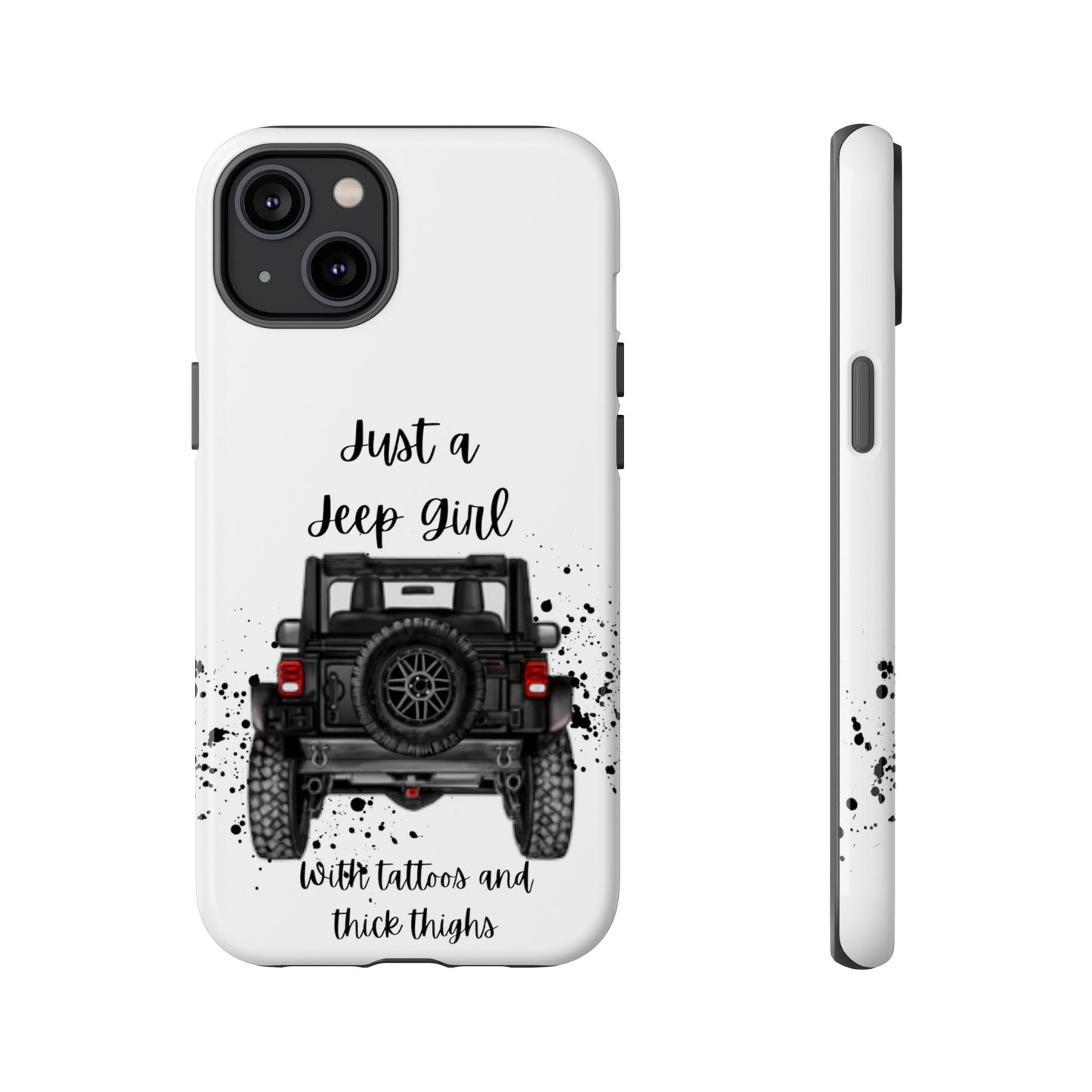 Off Road Girl with Tattoos and Thick Thighs Black Protective Phone Case