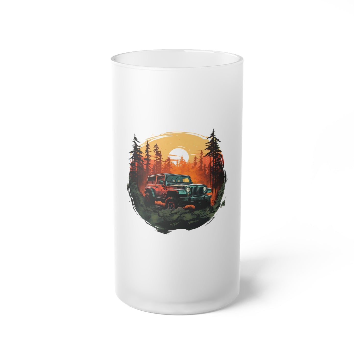 Jeep Frosted Glass Beer Mug