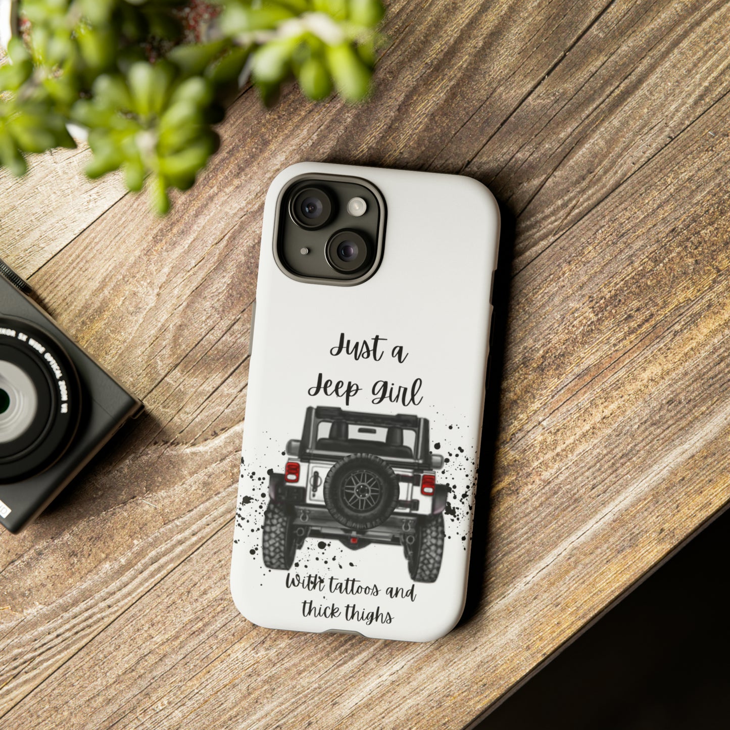 Off Road Girl with Tattoos and Thick Thighs Black Protective Phone Case