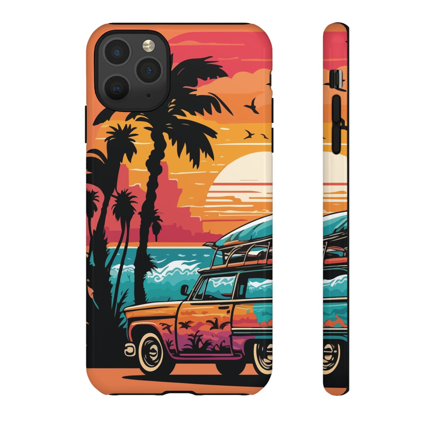 Summer Retro Sunset Protective Phone Case