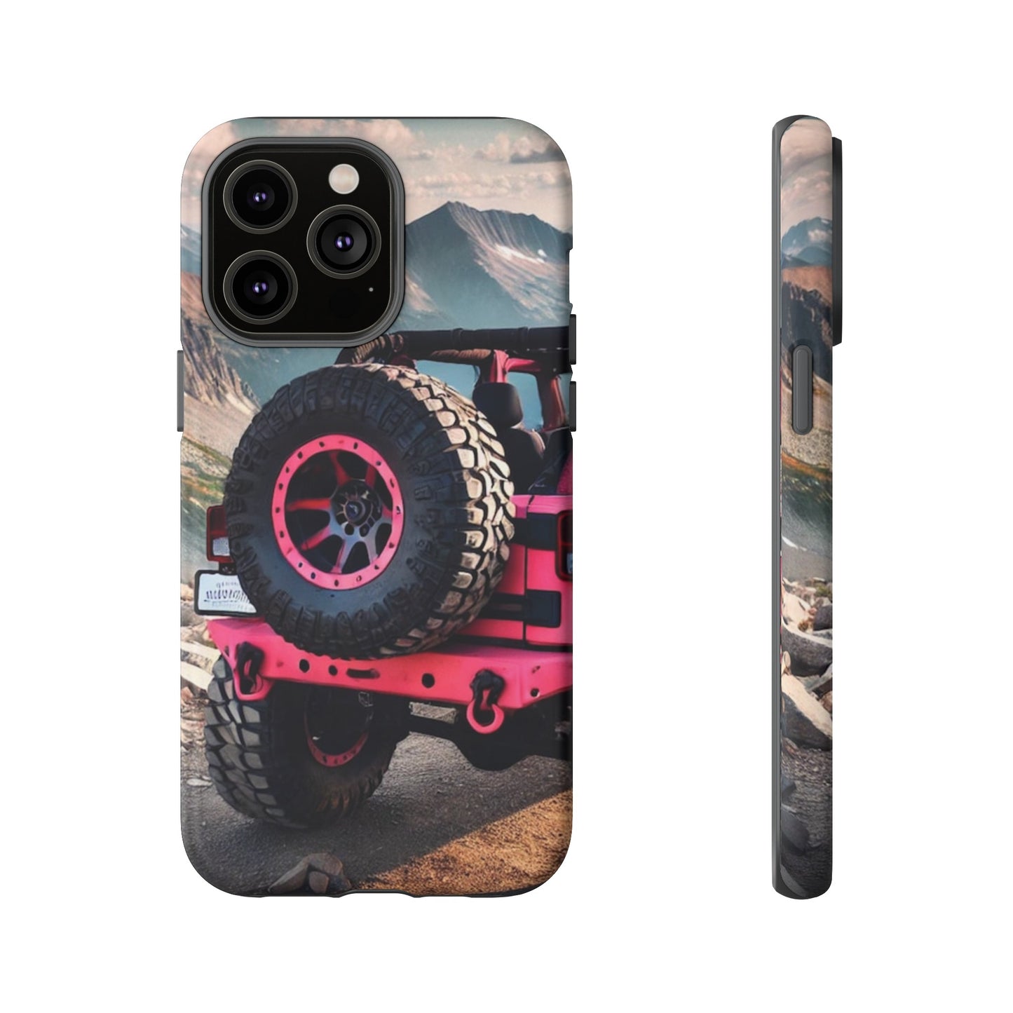 Pink Jeep Tire Protective Phone Case