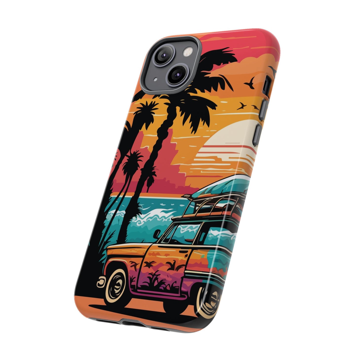 Summer Retro Sunset Protective Phone Case