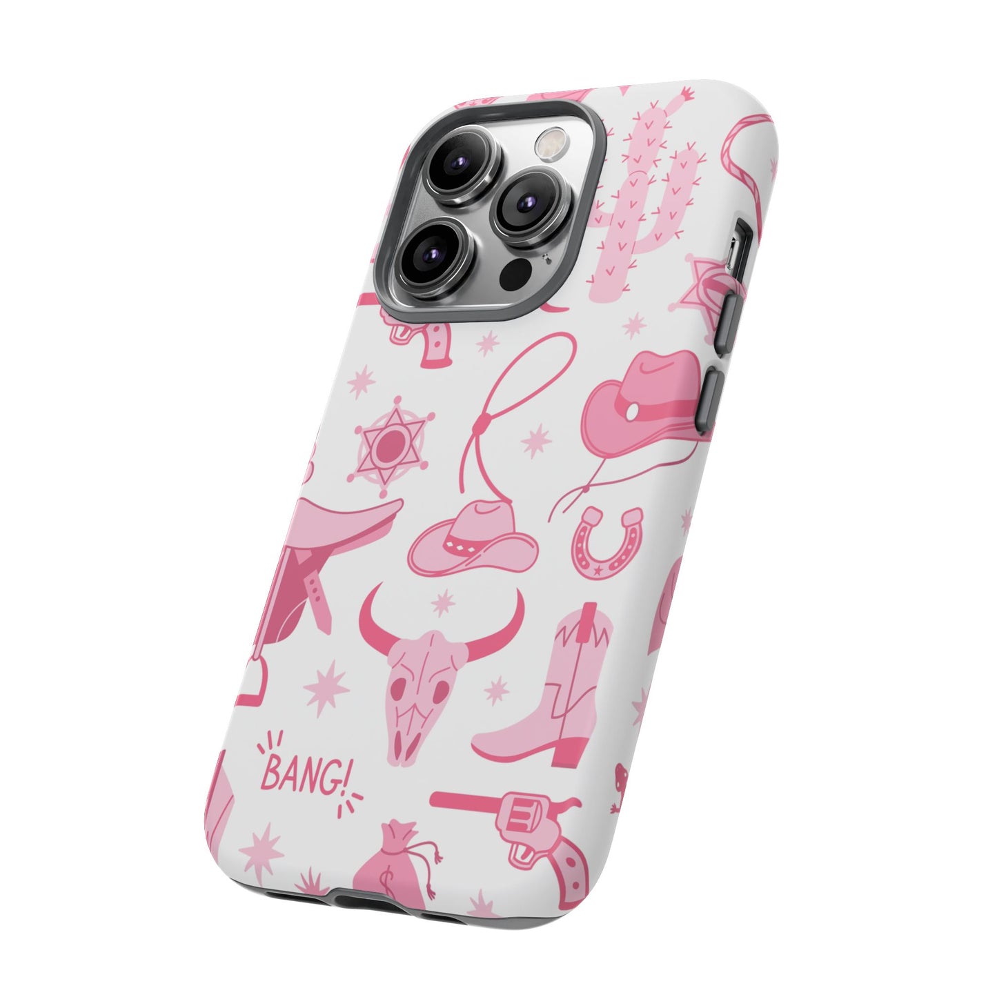 Pink Western Protective Phone Case for Iphone, Samsung and Google Phones