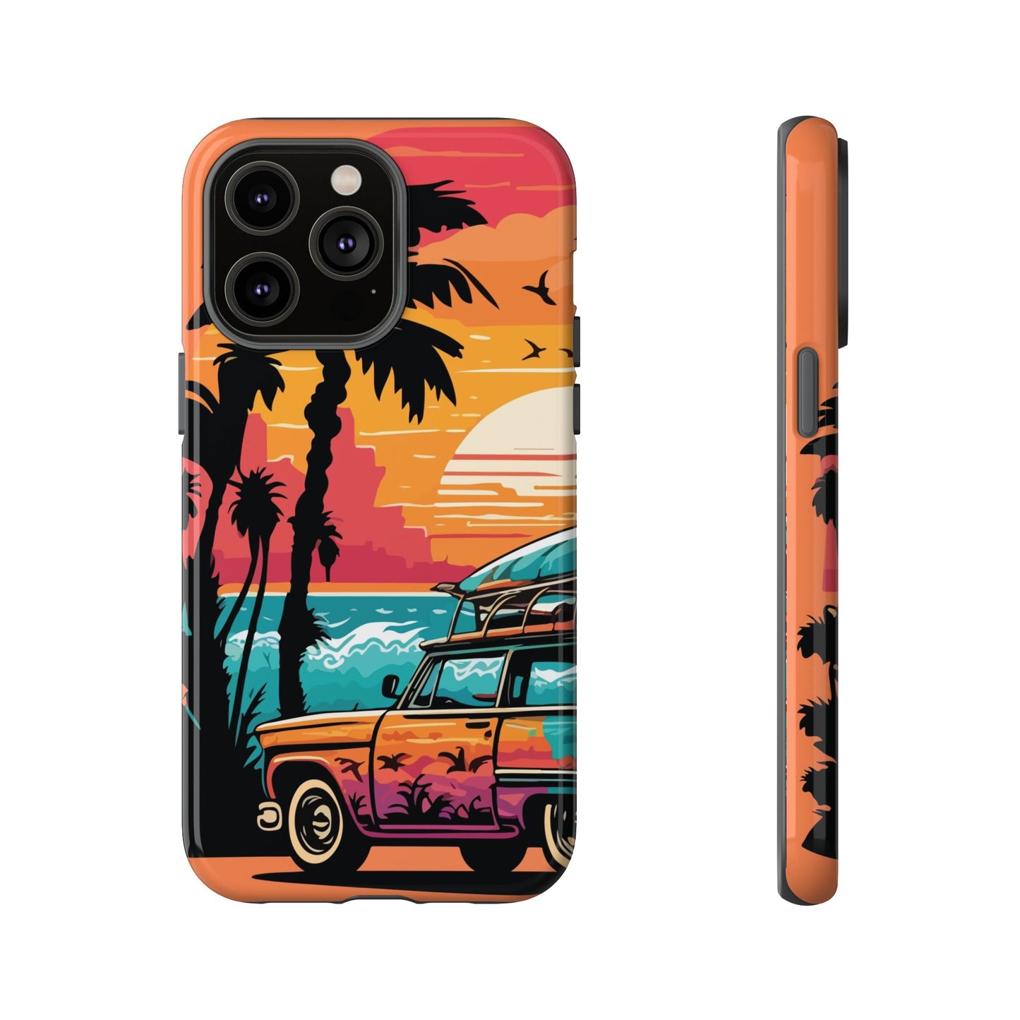 Summer Retro Sunset Protective Phone Case