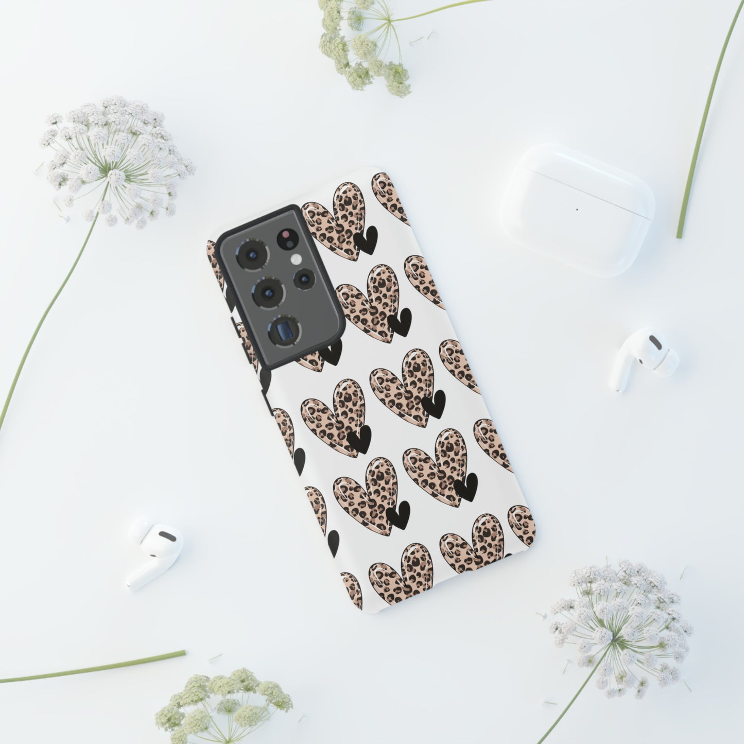 Leopard Hearts Protective Case for IPhone. Samsung and Google phones