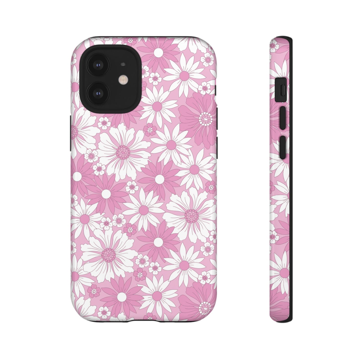 Pink and White Flowers Protective Phone Case