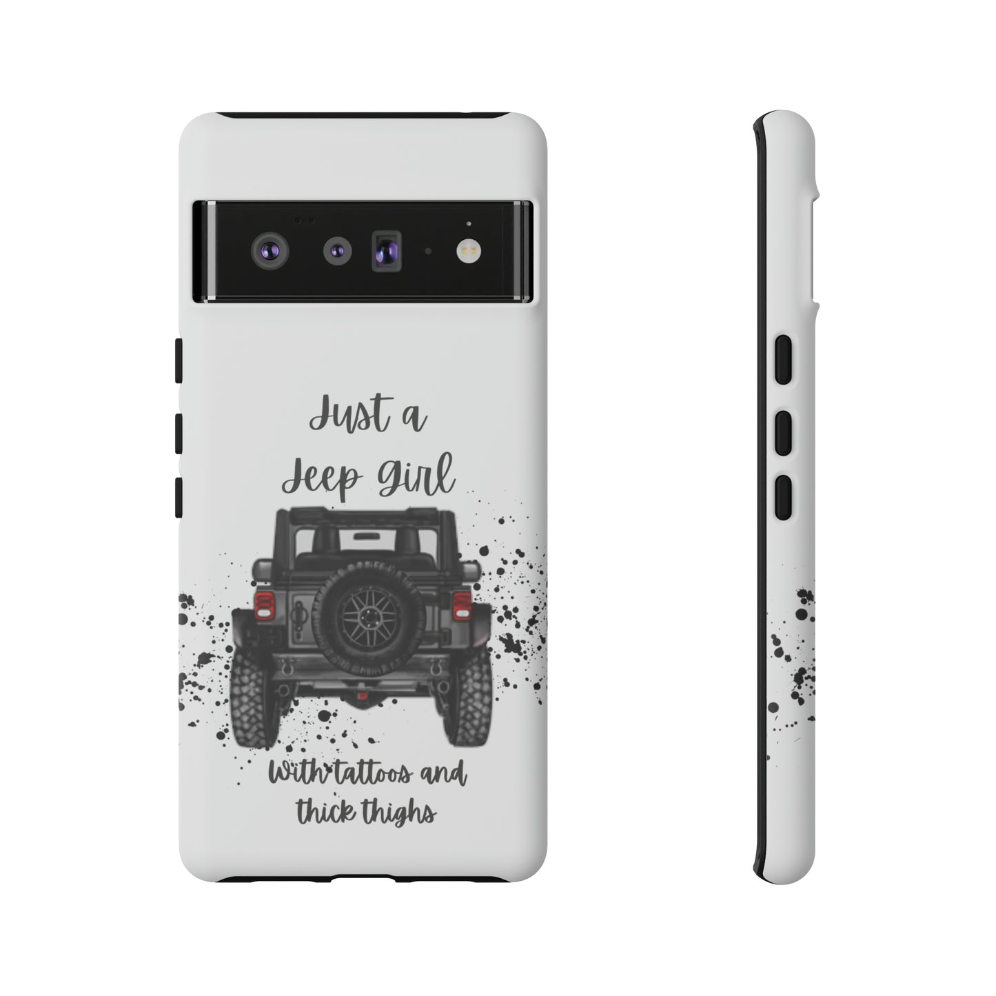 Off Road Girl with Tattoos and Thick Thighs Grey Protective Phkne Case