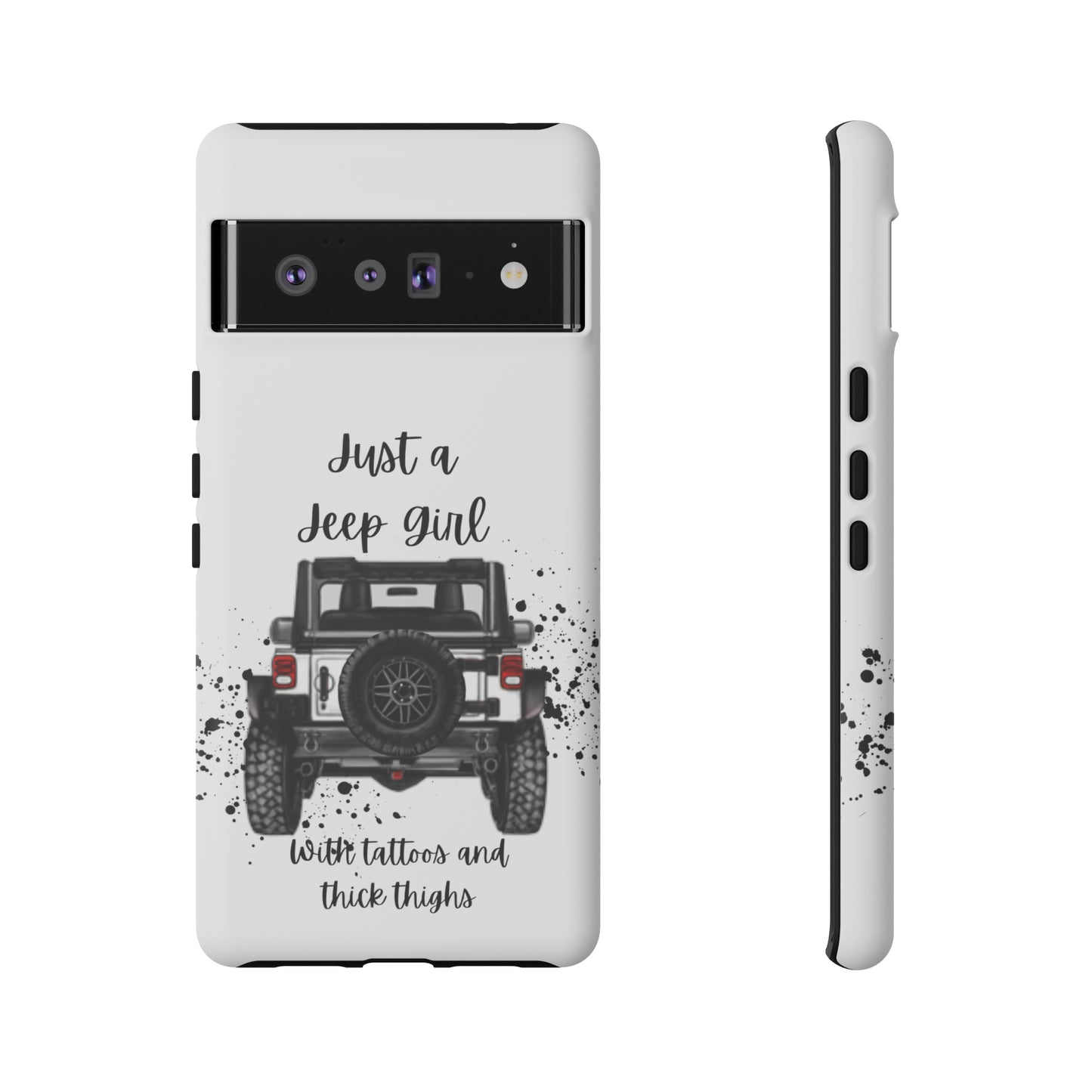 Off Road Girl with Tattoos and Thick Thighs Black Protective Phone Case