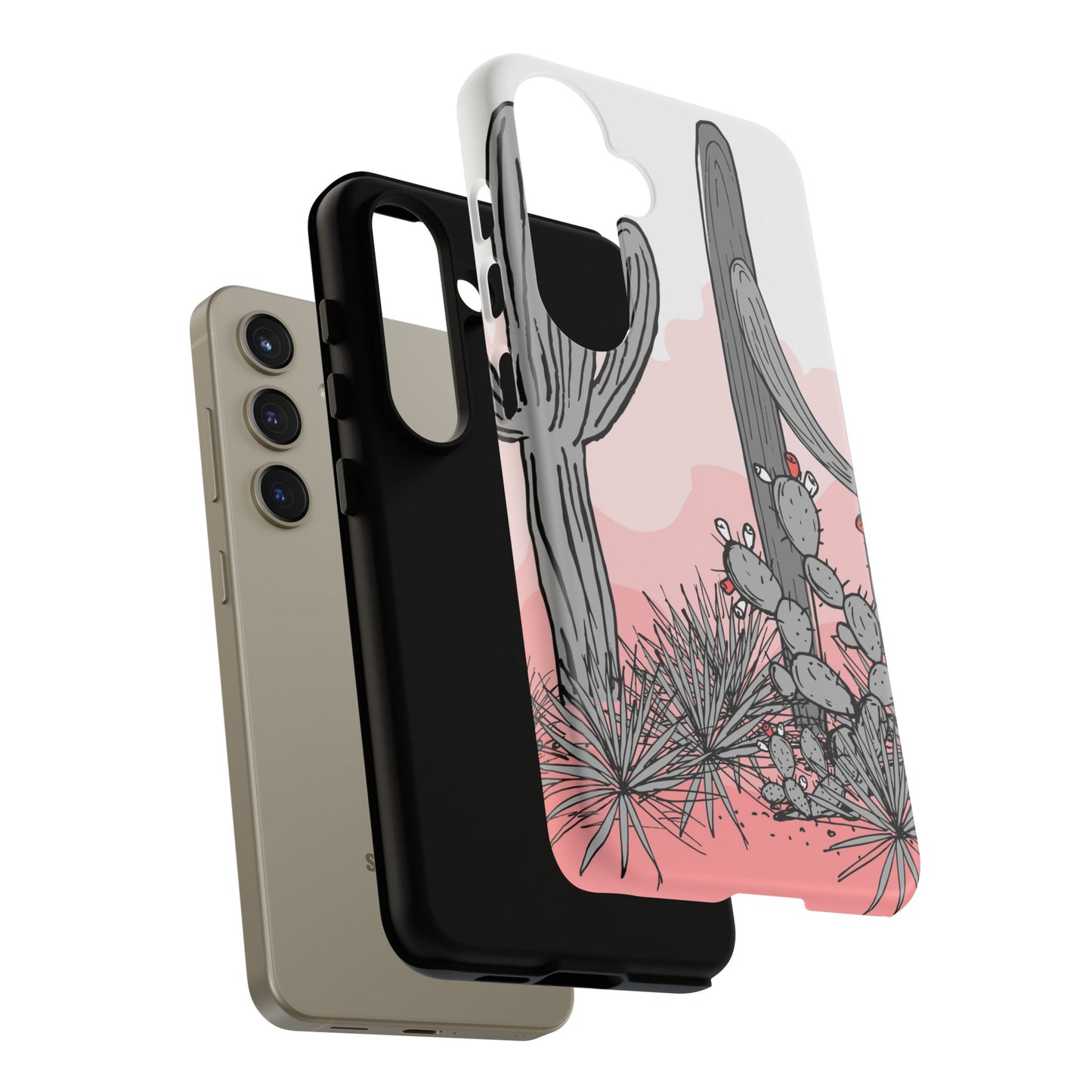 Pastel Cactus Sunset Protective Phone Case