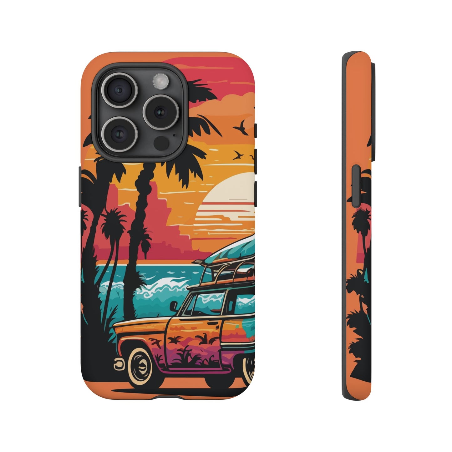 Summer Retro Sunset Protective Phone Case