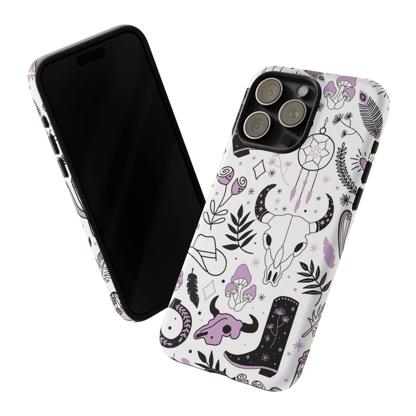 Purple and Black Western Protective Drop Proof Case Iphone, Samsung and Google phones