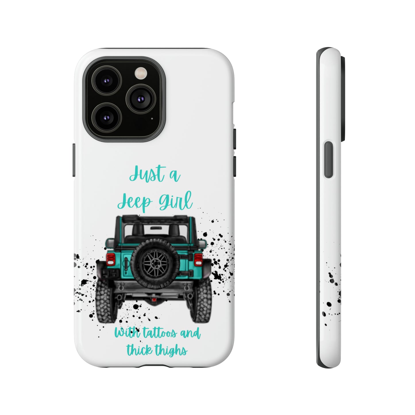 Off Road Girl with Tattoos and Thick Thighs Turquoise Protective Phone Case