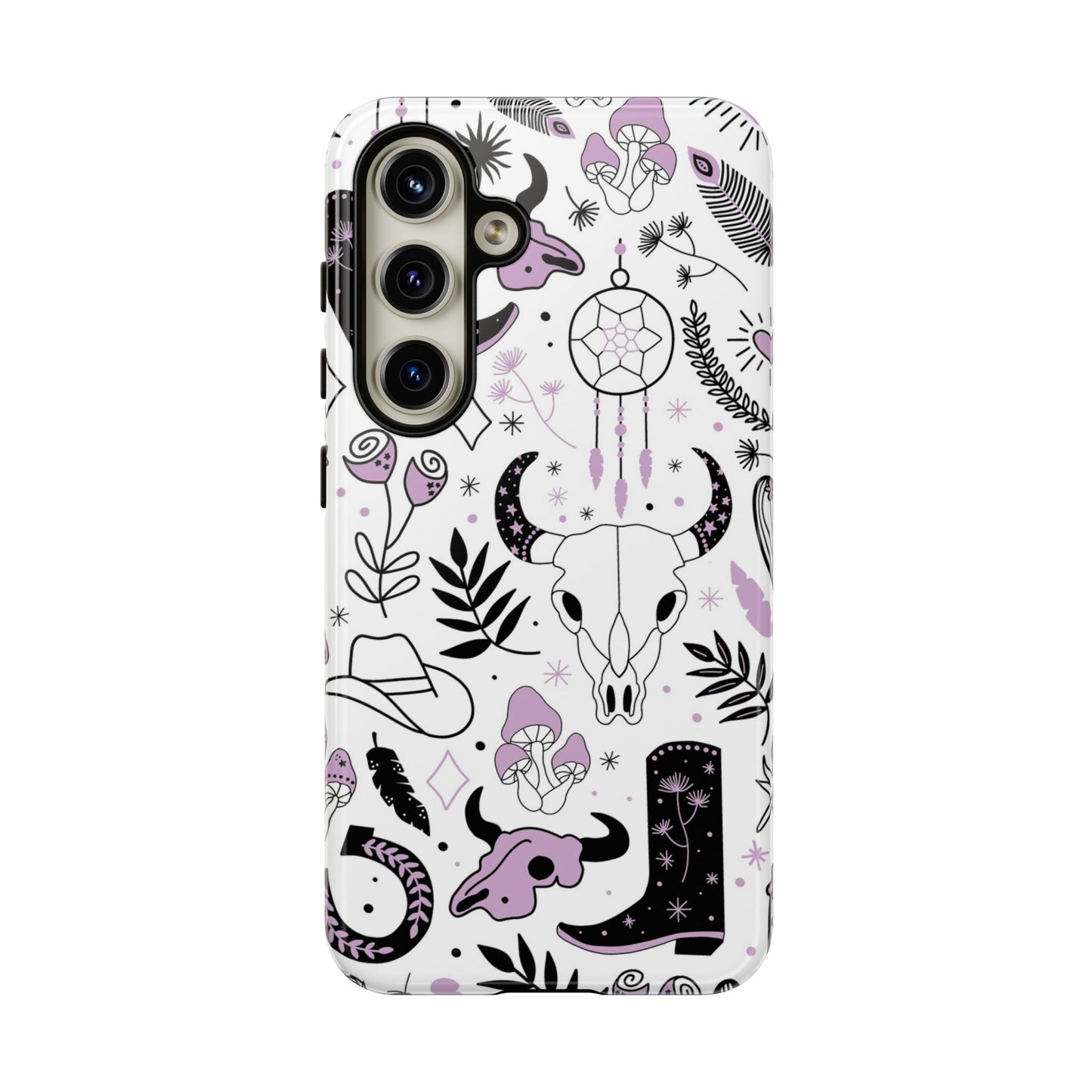 Purple and Black Western Protective Drop Proof Case Iphone, Samsung and Google phones