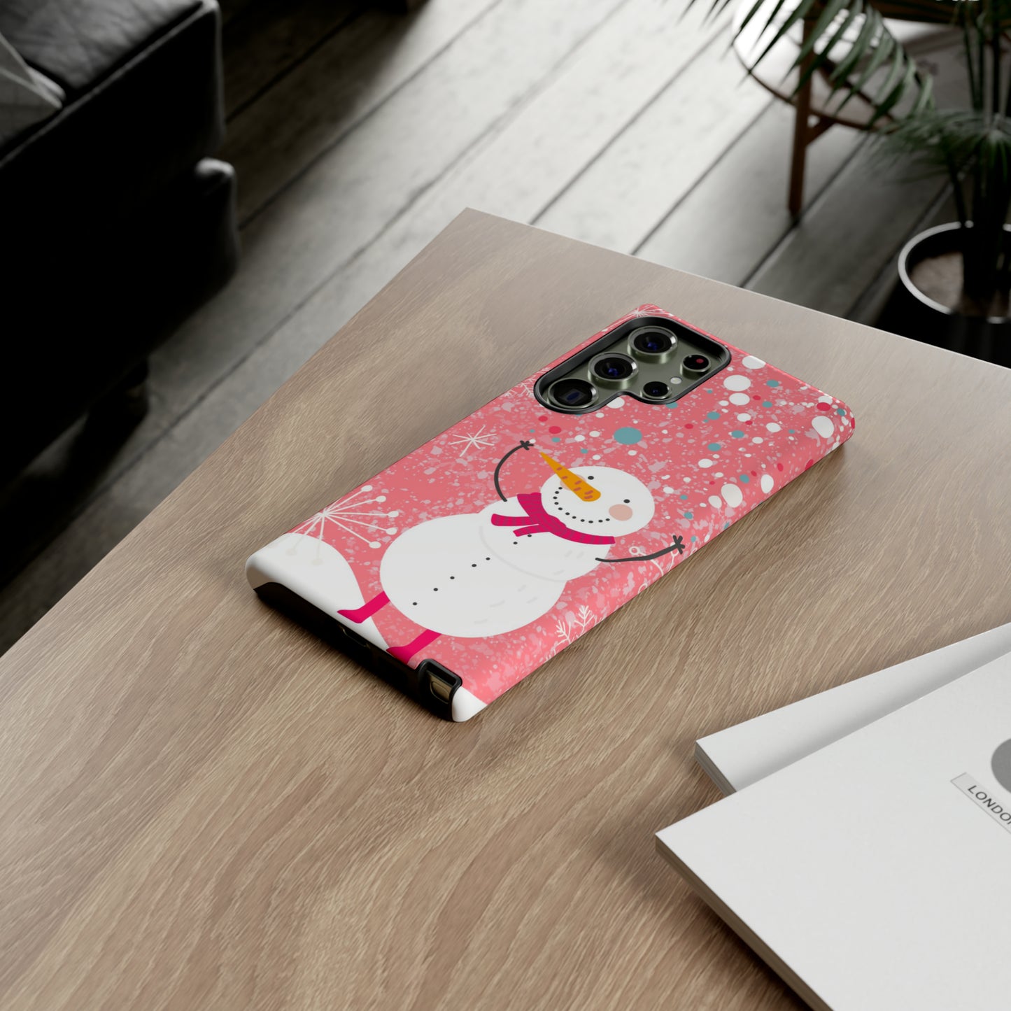 Pink Snowman Protective Case for Iphone, Samsung and a Google phones