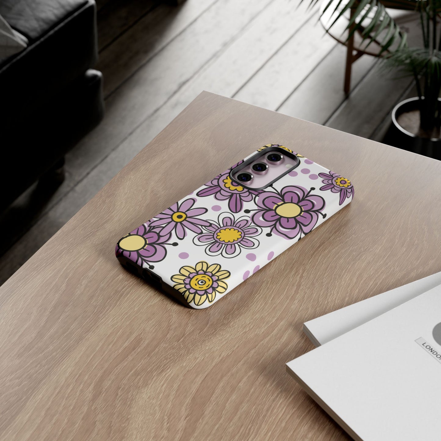 Purple Flowers Protective Phone Case