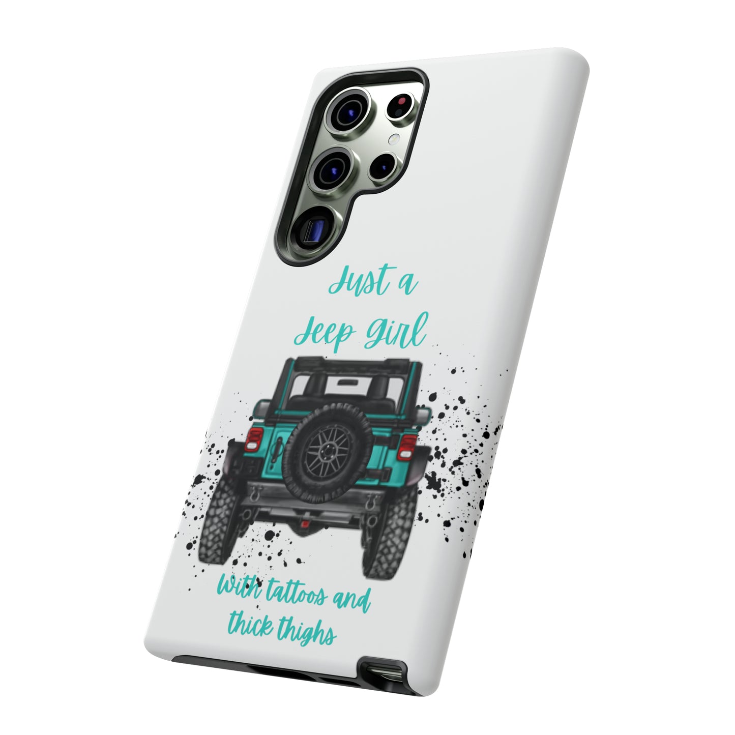 Off Road Girl with Tattoos and Thick Thighs Turquoise Protective Phone Case