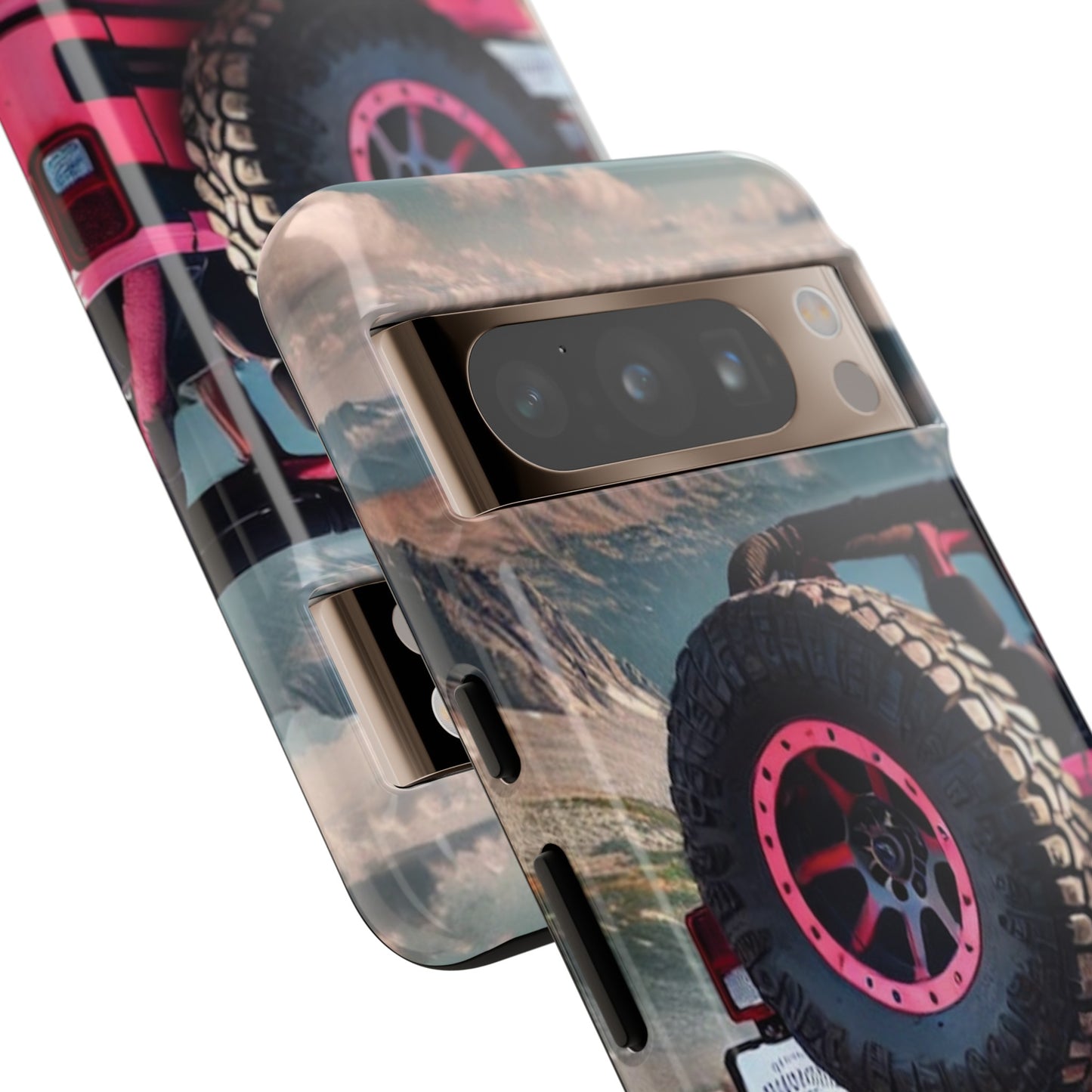 Pink Jeep Tire Protective Phone Case