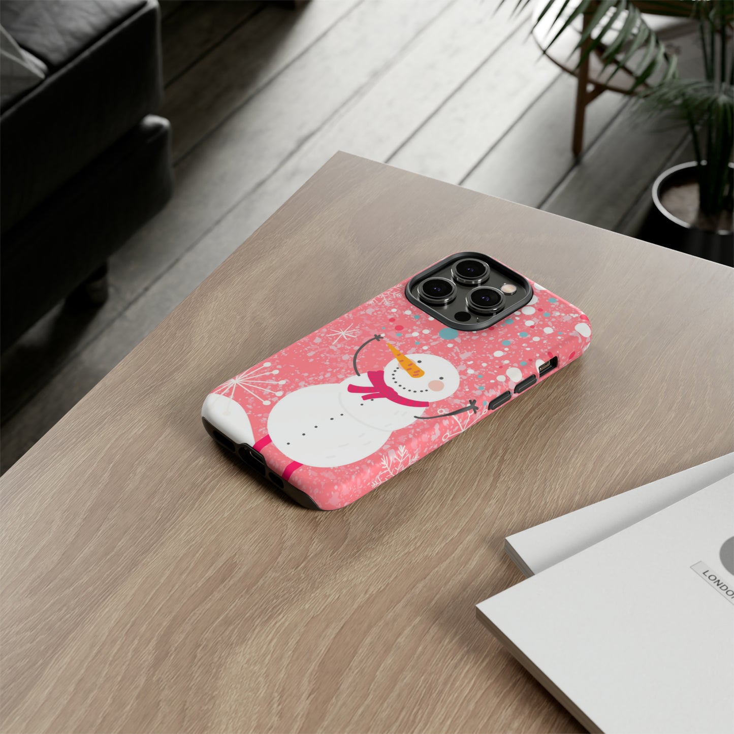 Pink Snowman Protective Case for Iphone, Samsung and a Google phones