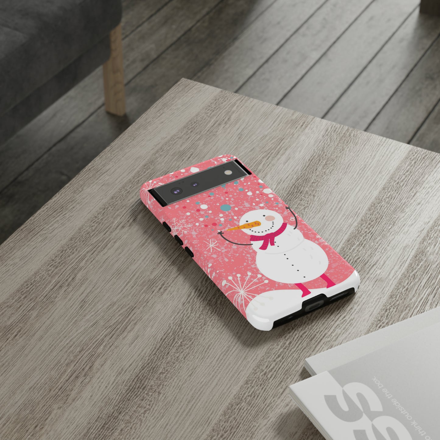 Pink Snowman Protective Case for Iphone, Samsung and a Google phones