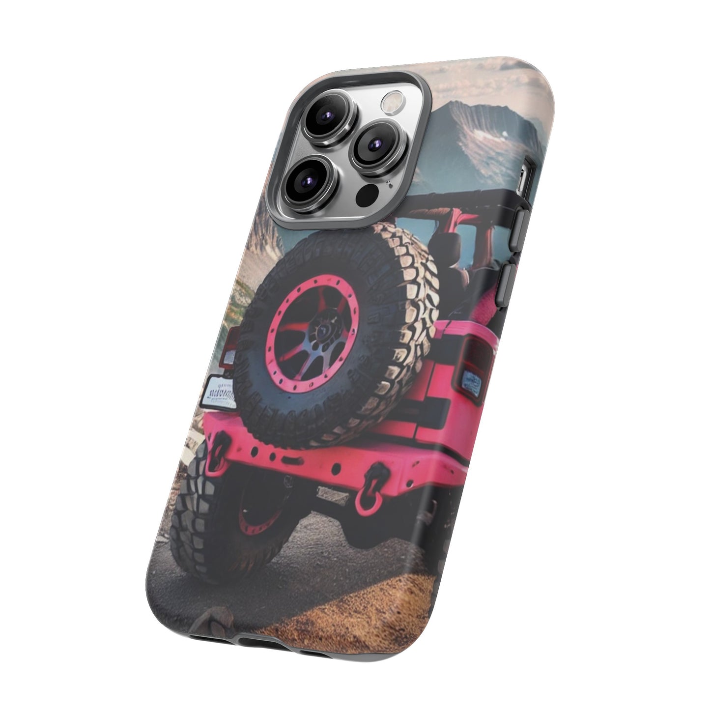 Pink Jeep Tire Protective Phone Case