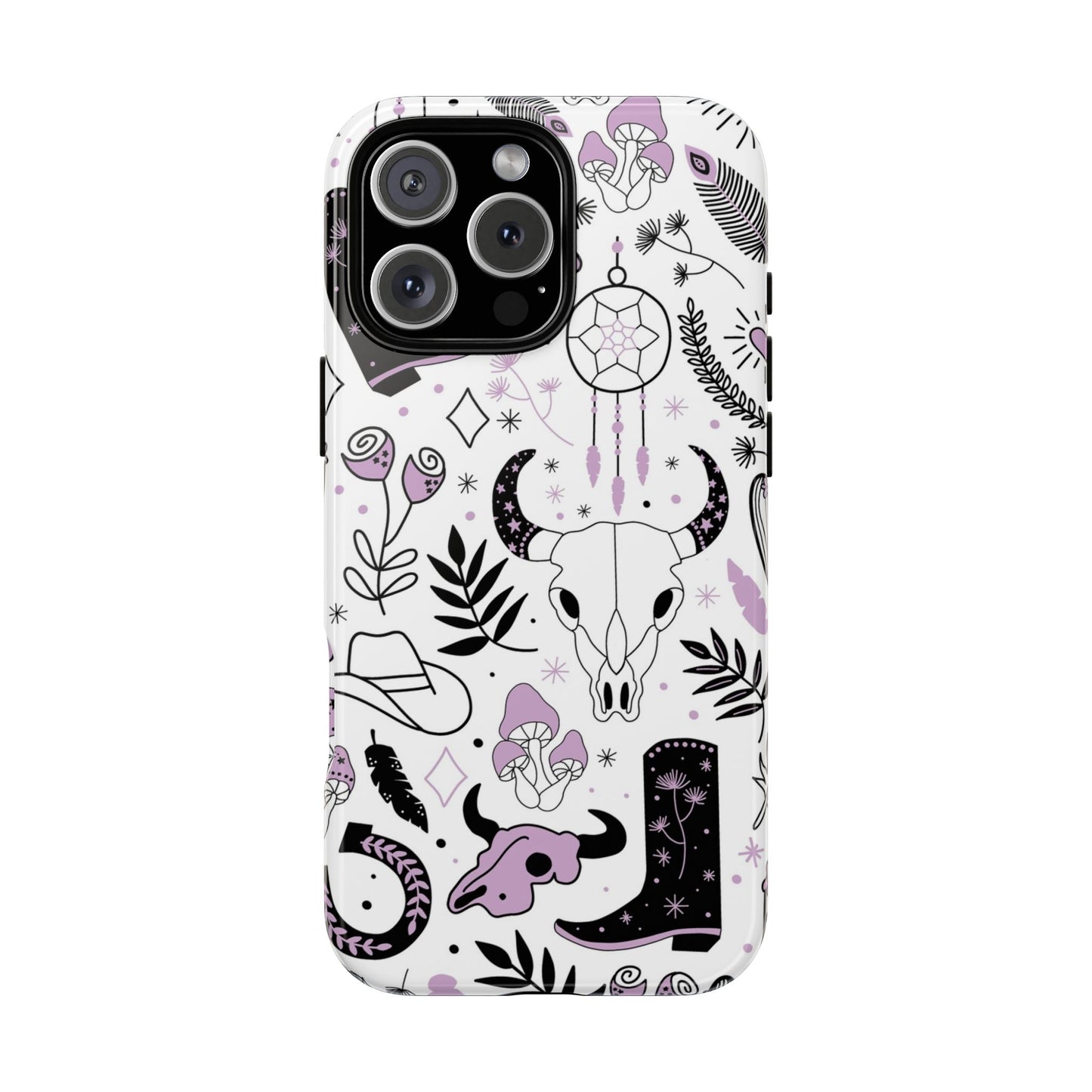 Purple and Black Western Protective Drop Proof Case Iphone, Samsung and Google phones