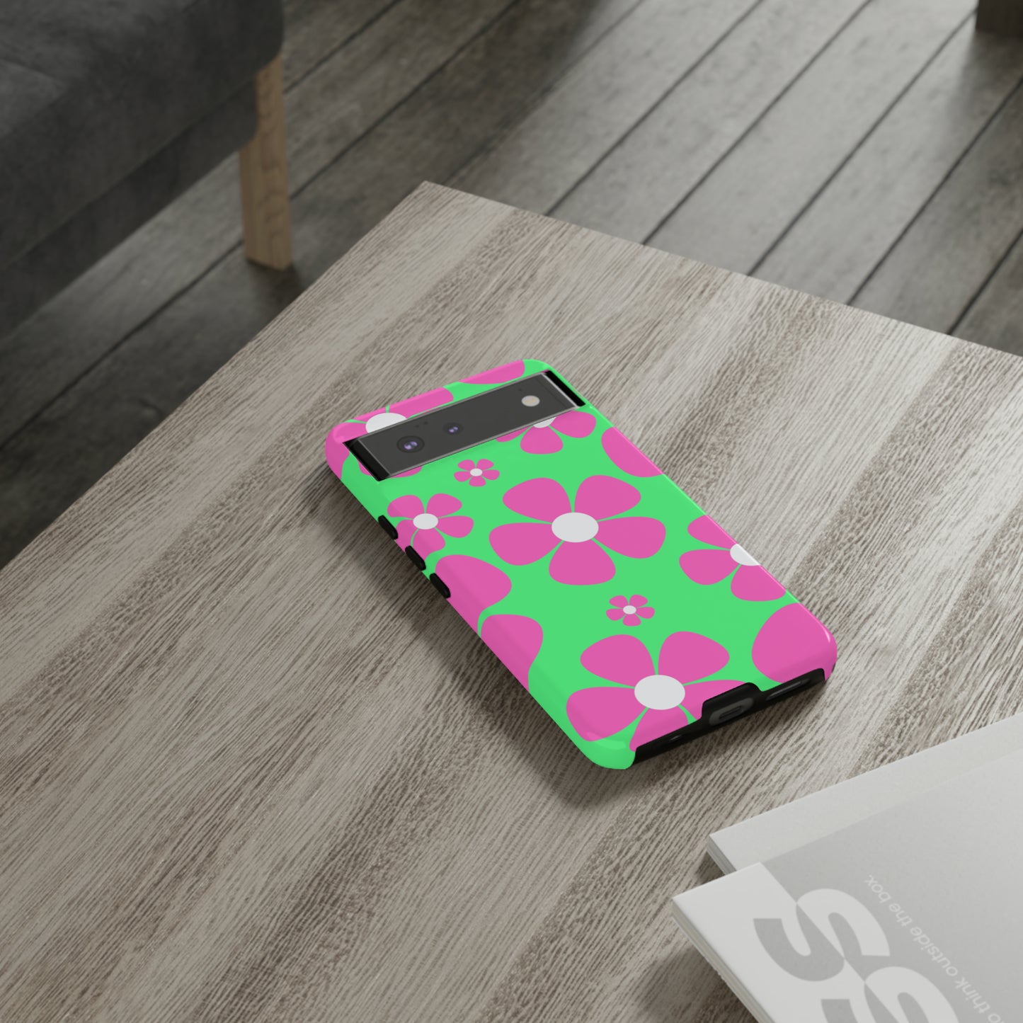 Green with pink flowers protective case