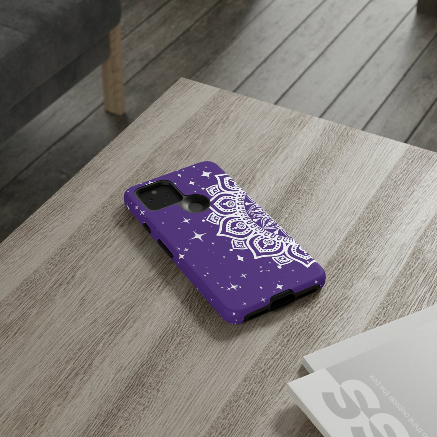 Purple mandala protective phone case for iPhone, Samsung and Google