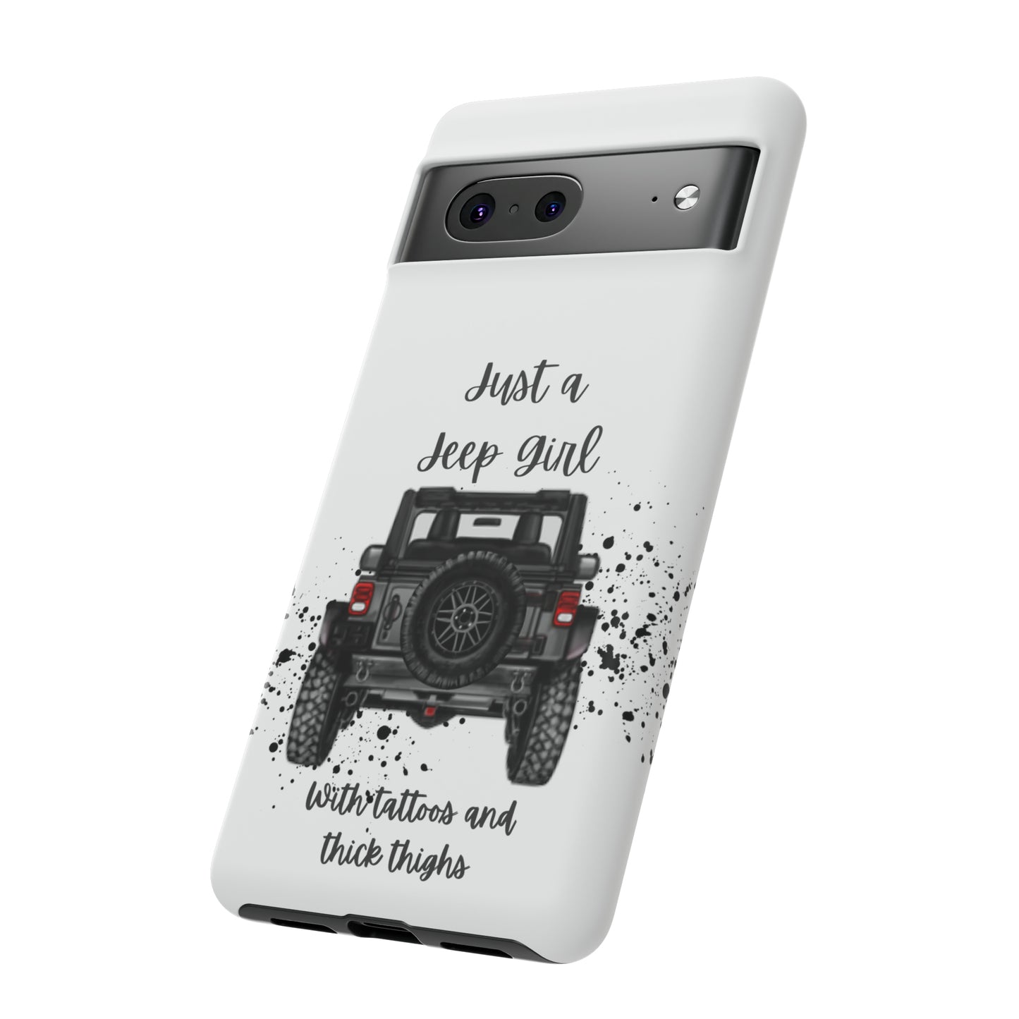 Off Road Girl with Tattoos and Thick Thighs Grey Protective Phkne Case