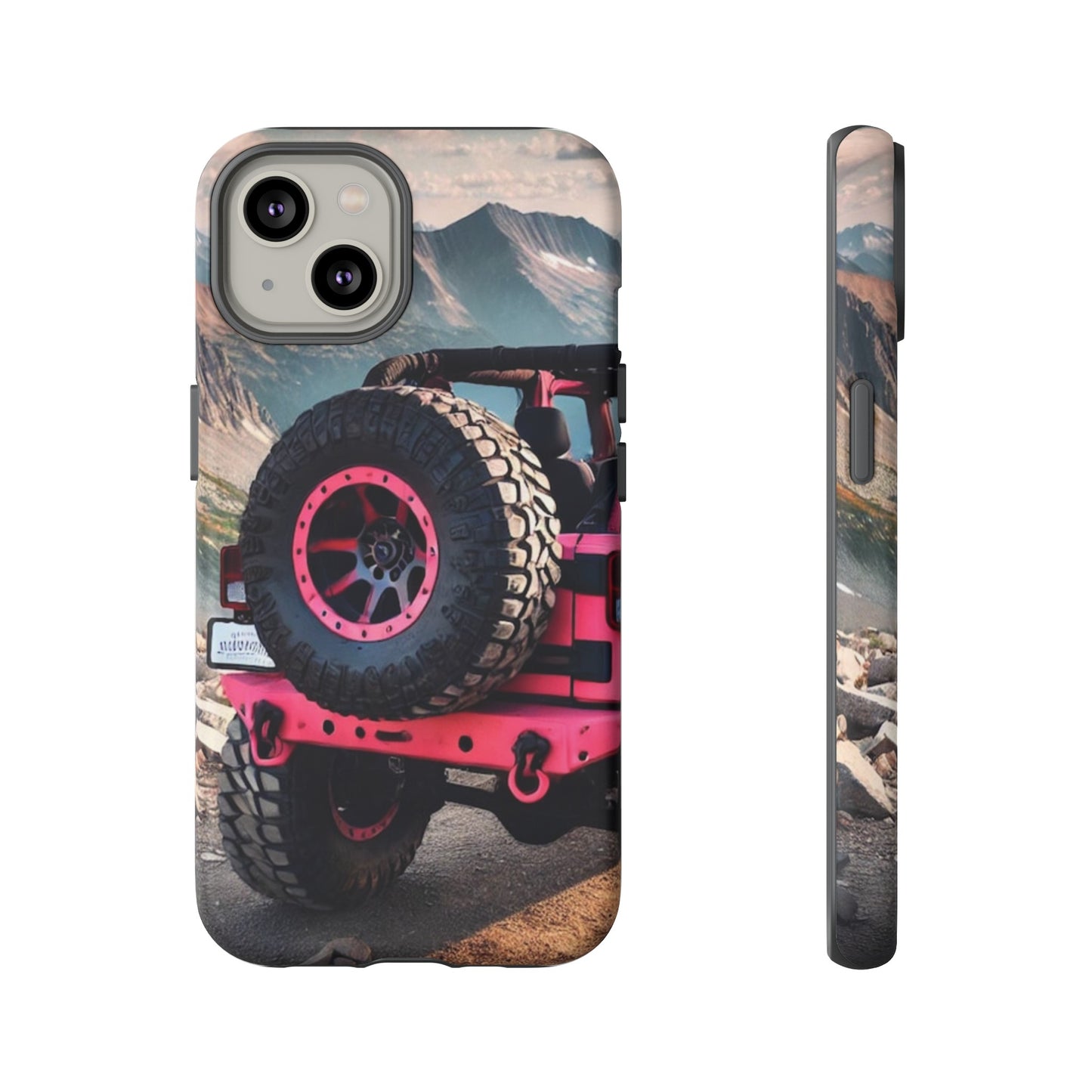 Pink Jeep Tire Protective Phone Case