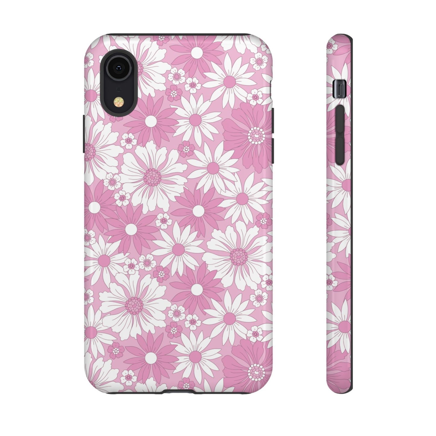 Pink and White Flowers Protective Phone Case