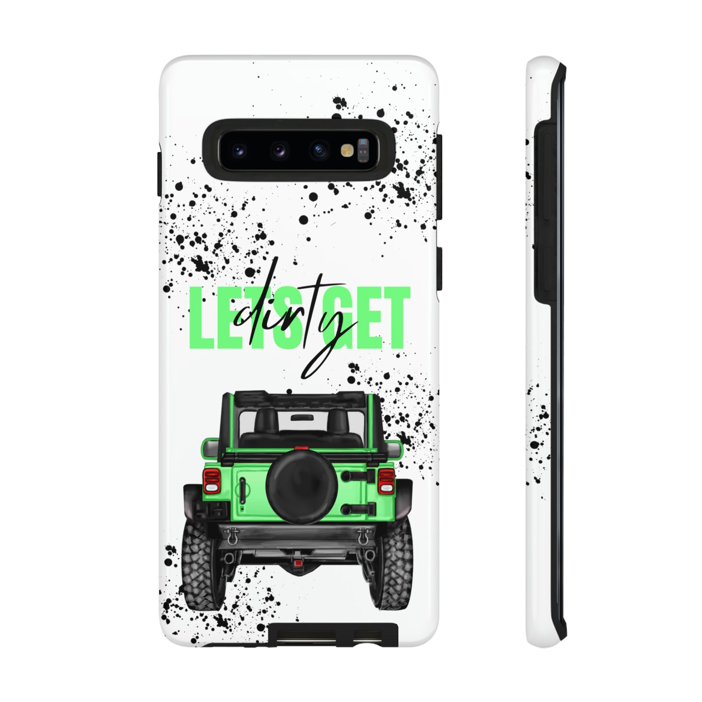 Lets Get Dirty Off Road Green Splatter Protective Phone Case