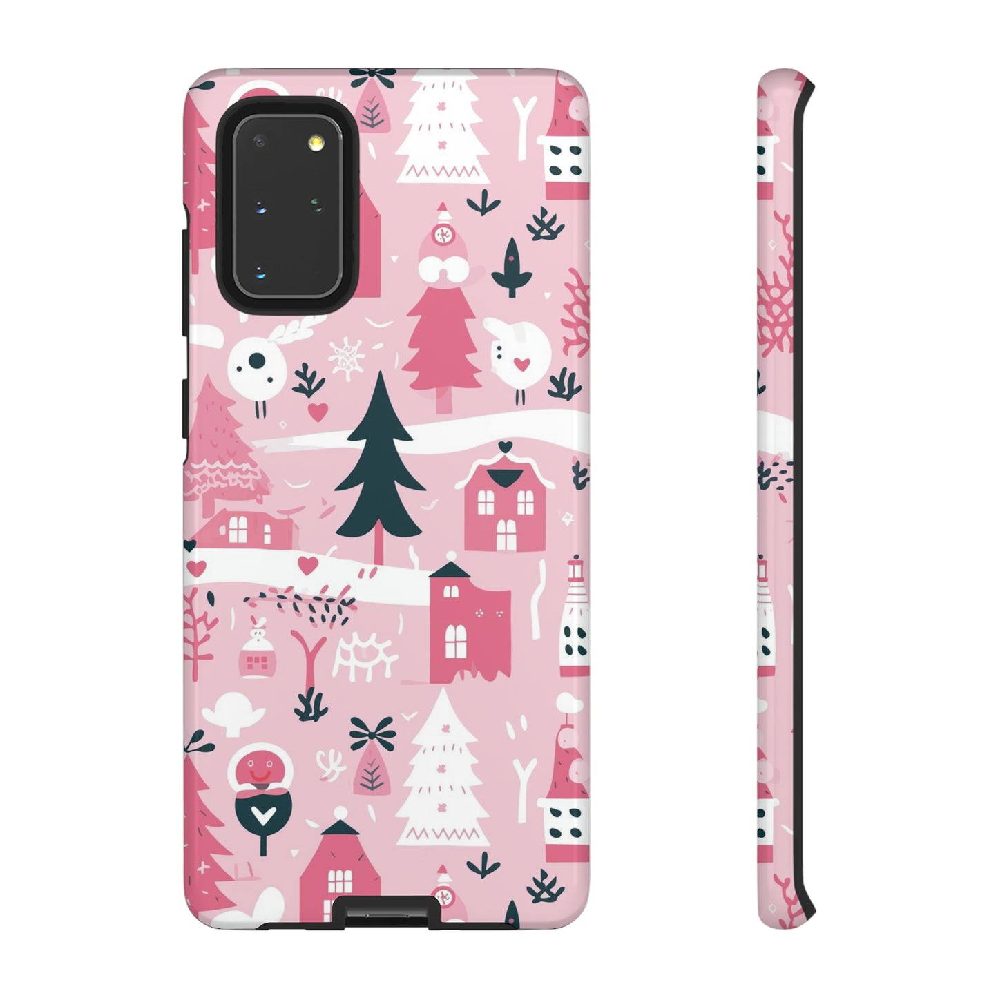 Pink Christmas Design Protective Case for Iphone, Samsung and Google Phones