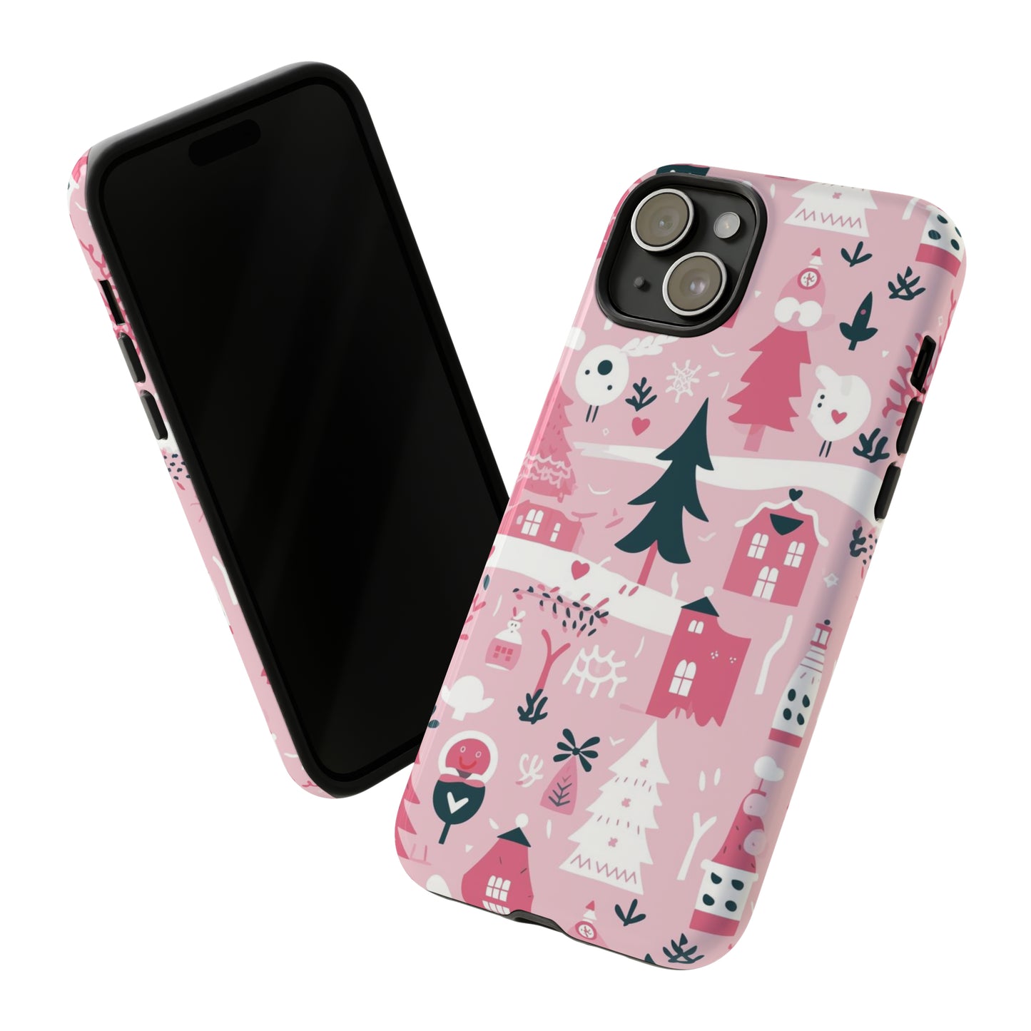 Pink Christmas Design Protective Case for Iphone, Samsung and Google Phones