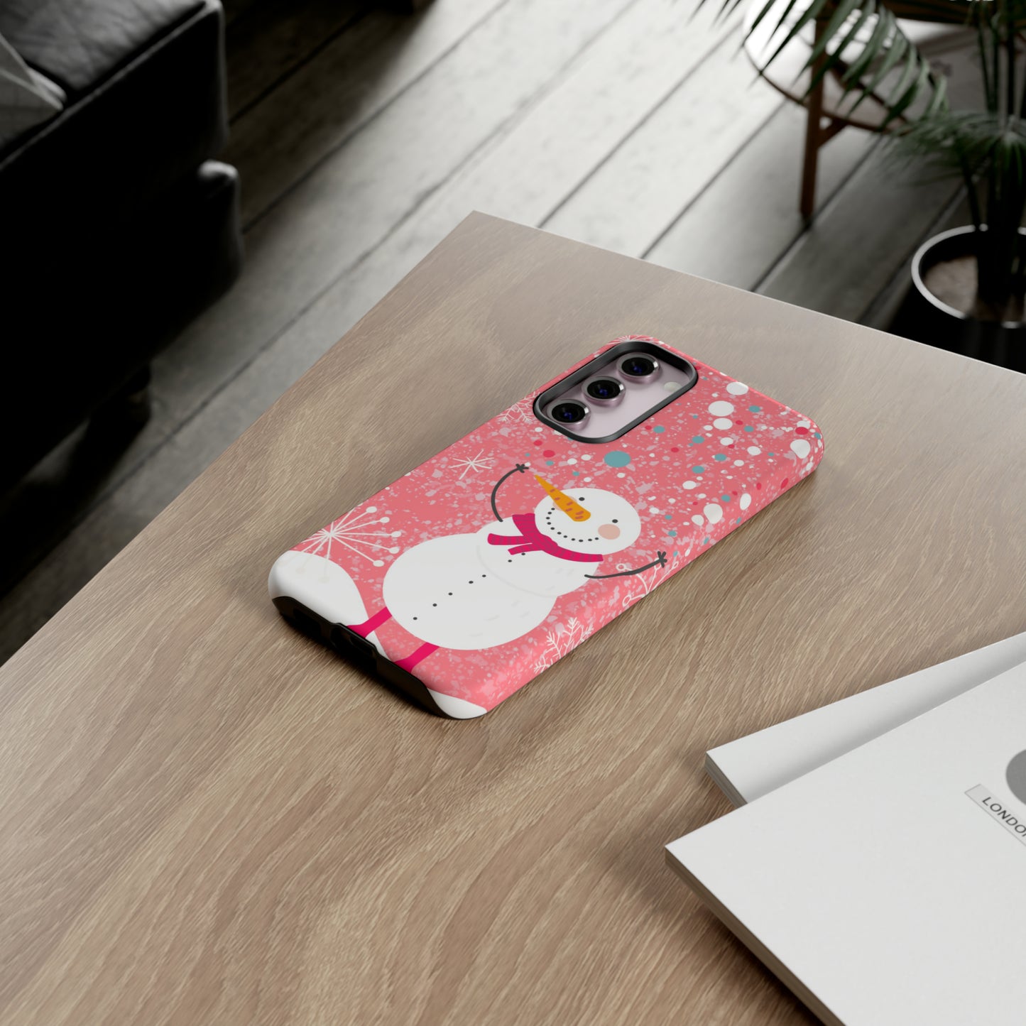 Pink Snowman Protective Case for Iphone, Samsung and a Google phones